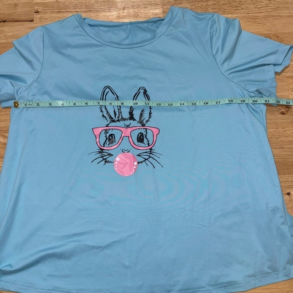 SHEIN Curve Blue Bunny Bubblegum Top - Picture 7 of 9
